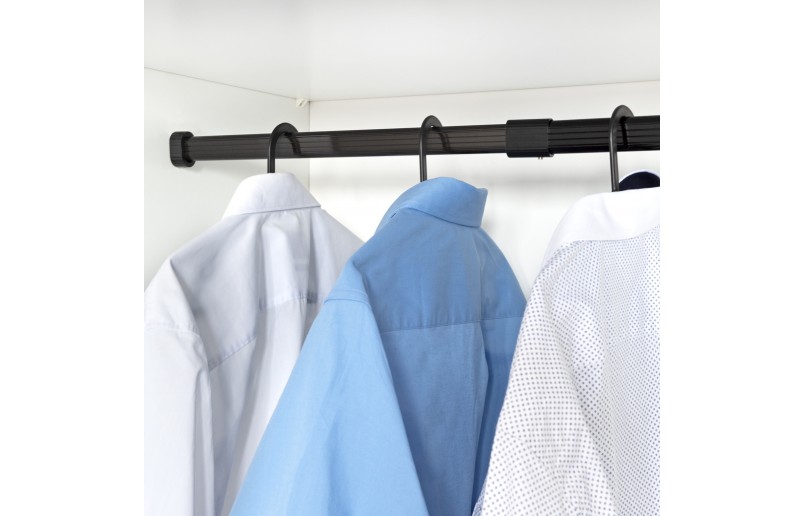 Uitschuifbare kledingroede zwart, 85 - 150 cm