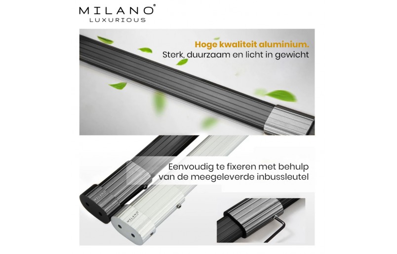 Uitschuifbare kledingroede zilver. 59 - 85 cm