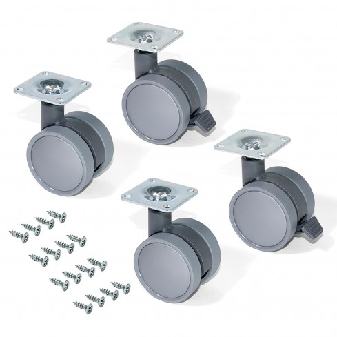 Meubelwiel grijs kunststof in set á 4 stuks 73 mm hoog