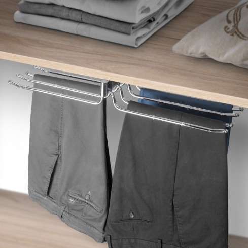 Uittrekbaar pantalonrek chroom voor 18 pantalons