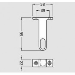 Kastroede eindsteun houder voor onder een plank