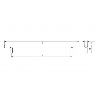 Staafgreep lux met ribbel, mat-goud 165 mm
