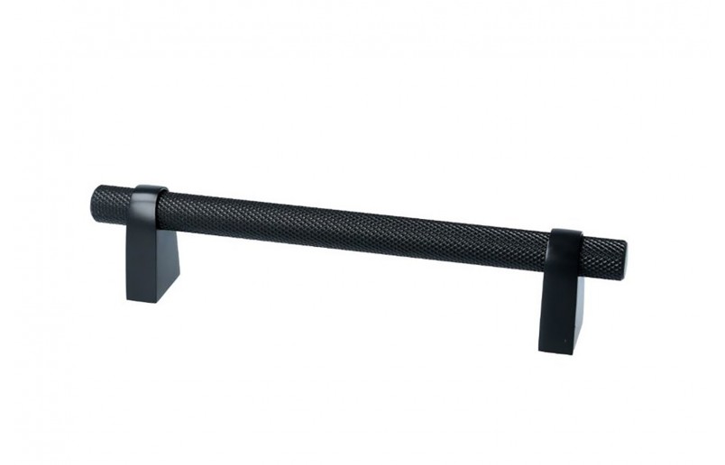 Staafgreep lux met  ribbel, mat zwart 165 mm