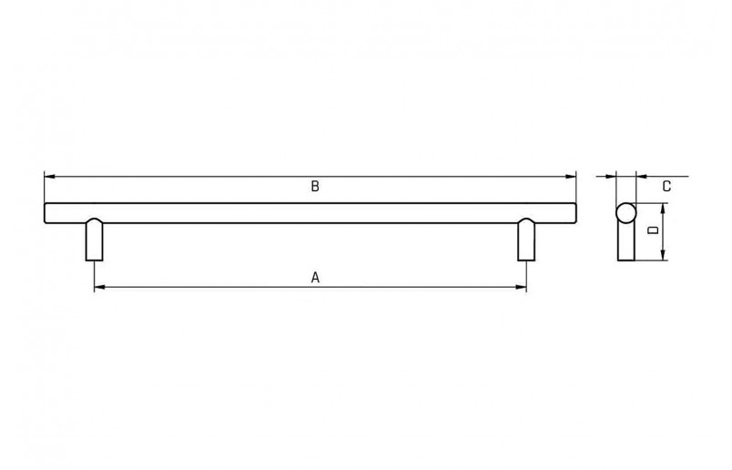 Staafgreep lux met  ribbel, mat zwart 165 mm