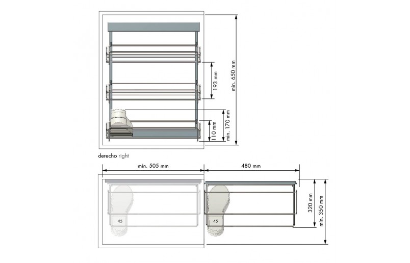 Uittrekbaar opbergrek met 5 etages