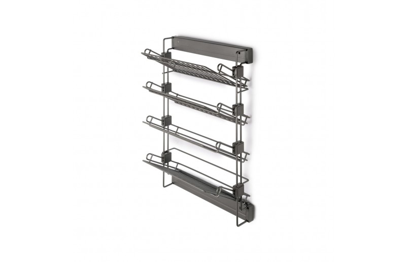 Uittrekbaar schoenenrek met 4 etages wandmontage Titanium 