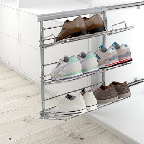 Uittrekbaar chroom opbergrek met 3 etages