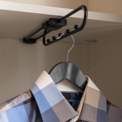 Garderobestang uittrekbaar mat zwart in 3 afmetingen