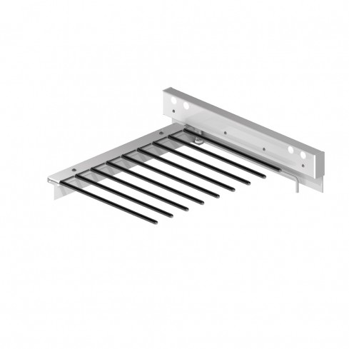 Uittrekbaar pantalonrek zilver voor 9 pantalons (zijwand montage)  Uittrekbaar pantalonrek zilver voor 9 pantalons (zijwand montage)