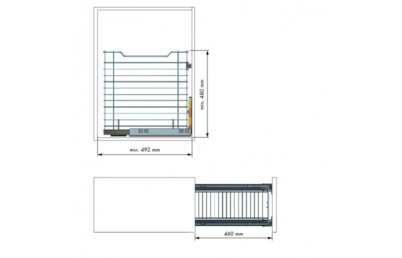 Wasmand staal verchroomd voor frontmontage