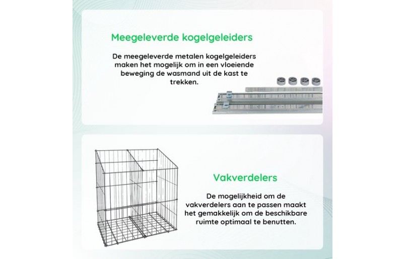 Wasmand inbouw uittrekbaar met vak-verdeler antraciet
