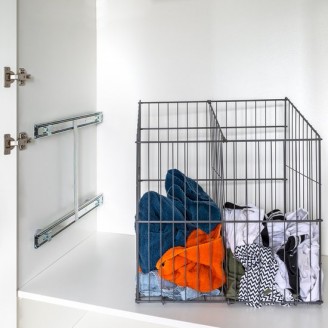 Wasmand inbouw uittrekbaar met vak-verdeler antraciet