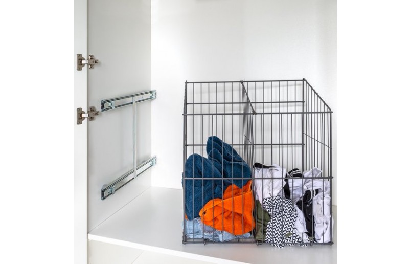 Wasmand inbouw uittrekbaar met vak-verdeler antraciet