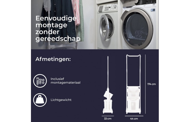 Wassorteerder kunststof met 2 vakken en kledingstang