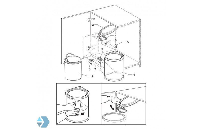 Afvalbak inbouw 13 liter wit 
