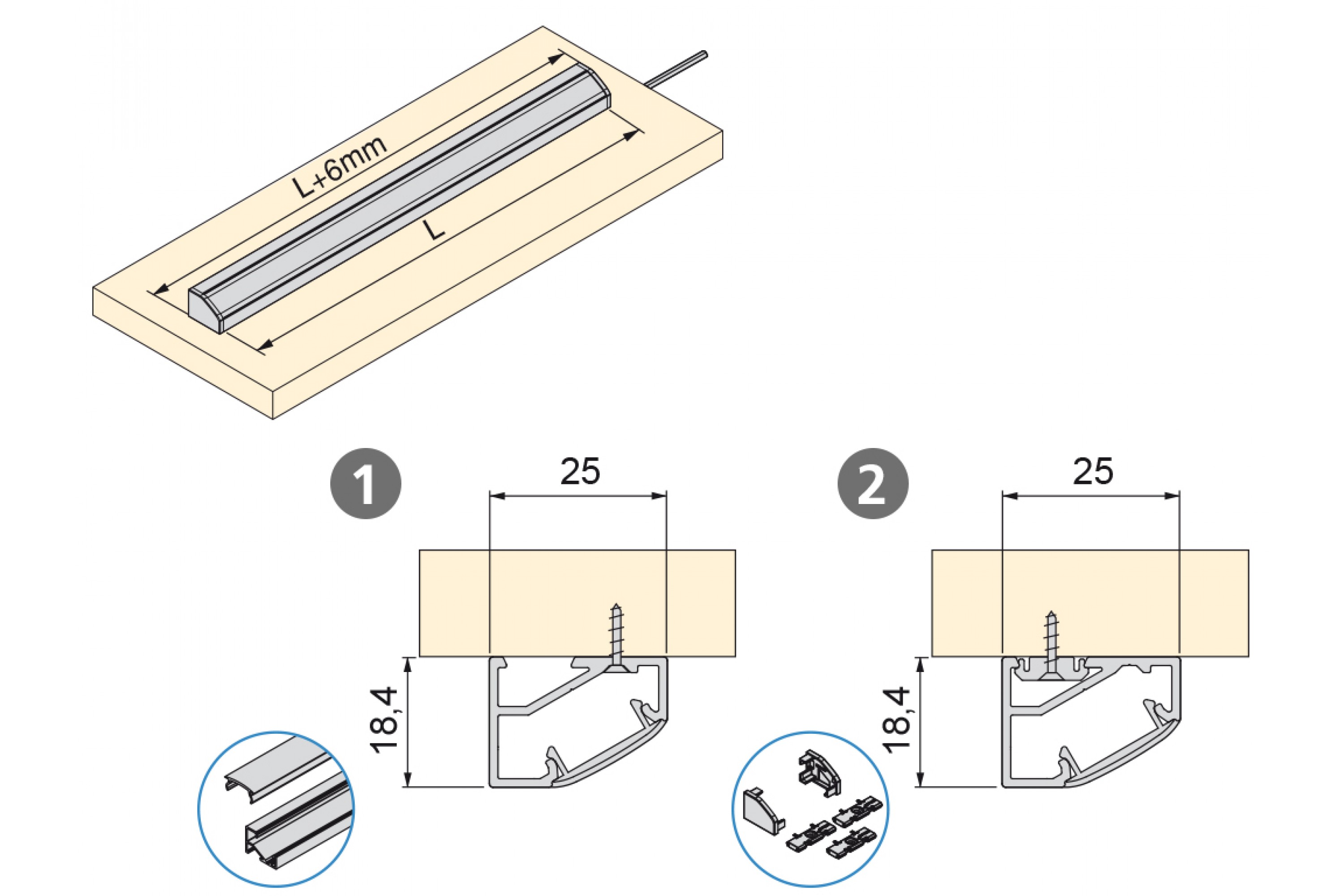 Aluminium opbouwprofiel smal voor ledstrips, mat zilver - AOB235ZIL