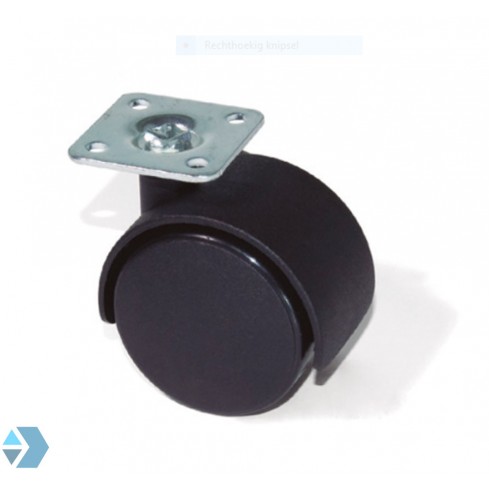 Meubelwiel hard met plaat 54 mm hoog