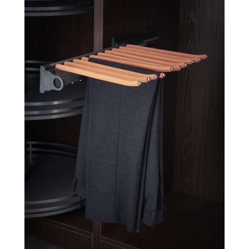 Luxe uittrekbare antraciet/oranje pantalonhouder zijmontage met soft-close