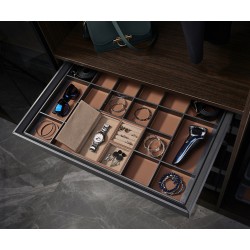 Luxe uittrekbare antraciet/oranje sieradenlade met soft-close