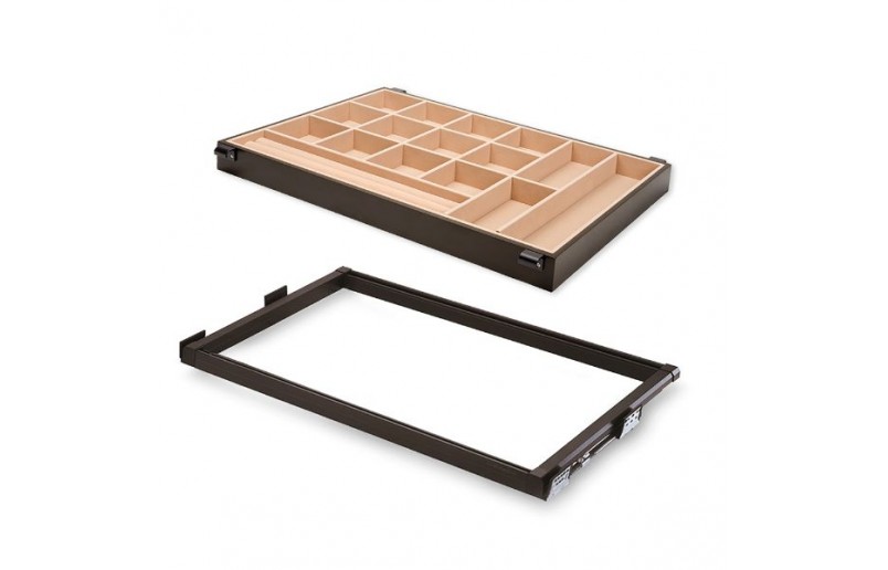 Lade met indeling t.b.v. uittrekbaar frame - ladeindeling