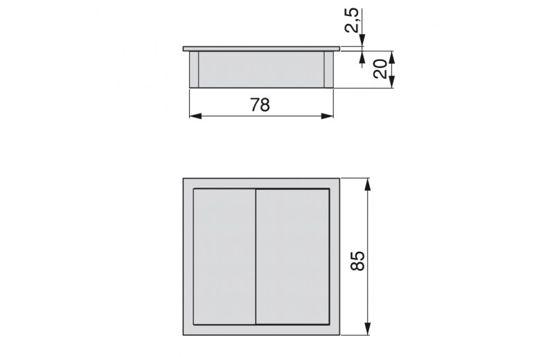 Kabeldoorvoer vierkant kunststof - KDV85