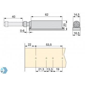 Push-to-open druksnapper met stootbuffer