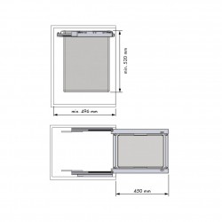 Stoffen uittrekbare wasbare wasmand/wassorteerder 40+40 liter voor kastfront 600 mm