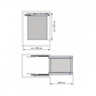 Stoffen uittrekbare wasbare wasmand/wassorteerder 40+40 liter voor kastfront 600 mm